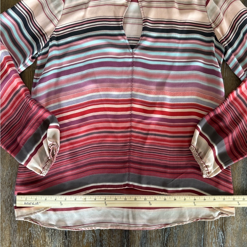 Michael Stars Women’s Multi-striped Silk Blouse Top Size M - Picture 4 of 8